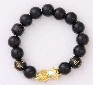 Obsidian 18K Gold Bracelet