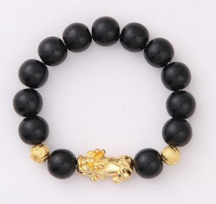 Obsidian 18K Gold Bracelet