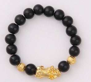 Obsidian 18K Gold Bracelet