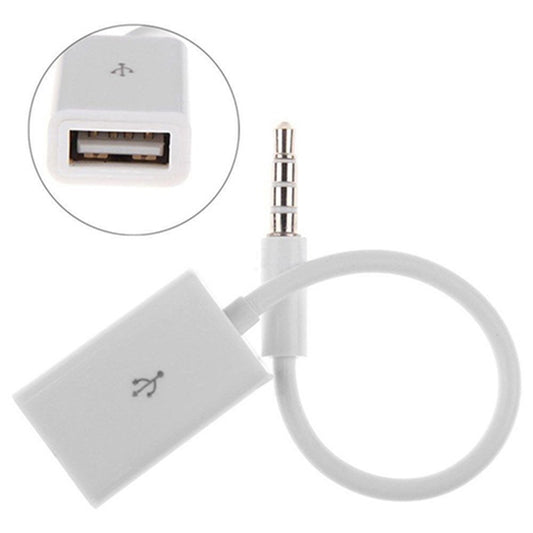 Fiche audio AUX mâle 3,5 mm vers prise femelle USB 2.0