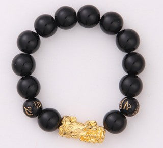 Obsidian 18K Gold Bracelet