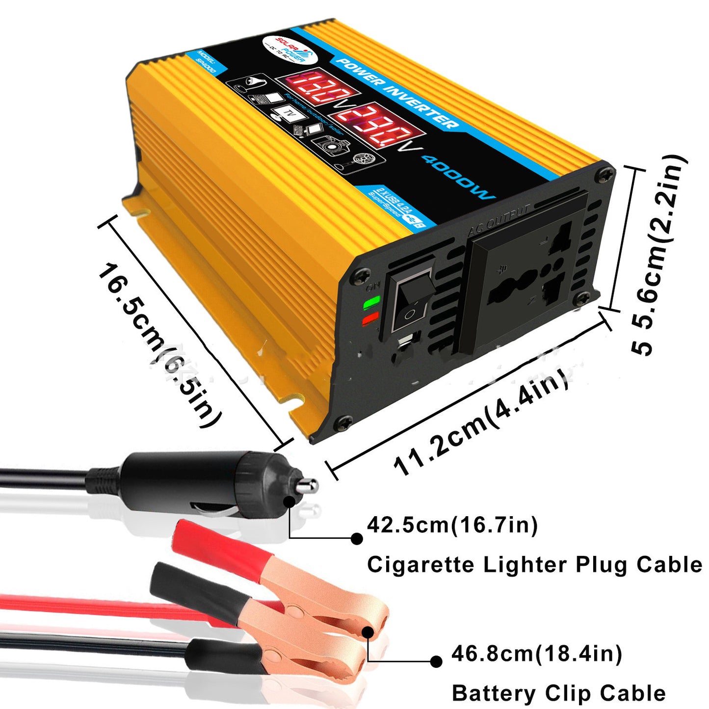 Inverter 12V300W double écran de tension USB