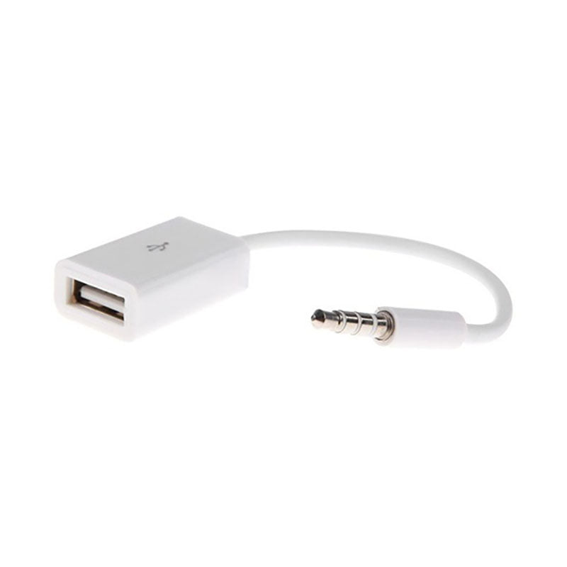 Fiche audio AUX mâle 3,5 mm vers prise femelle USB 2.0