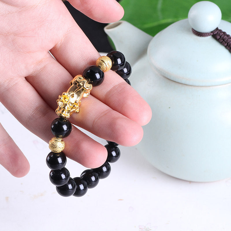 Obsidian 18K Gold Bracelet