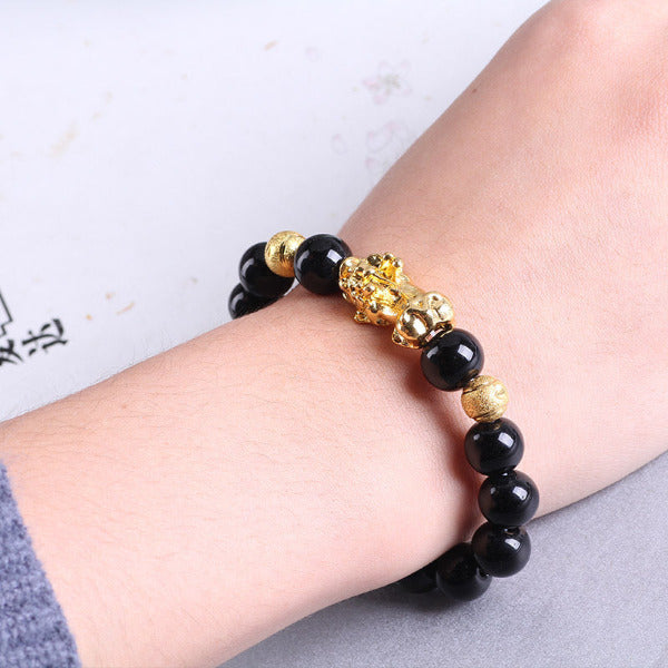 Obsidian 18K Gold Bracelet