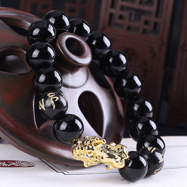 Obsidian 18K Gold Bracelet