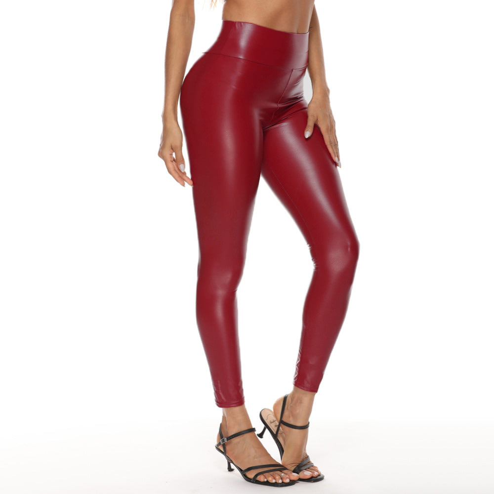 New multicolor leather pants for women with high waist and hips