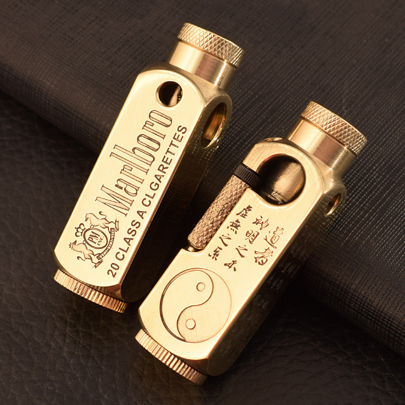 Brass lighter with unique laser engravings A real eye-catcher