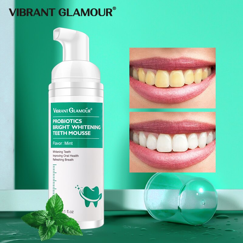 Dentifrice en mousse à la menthe beauté pour des dents plus blanches. Élimine la plaque et les taches. Haleine fraîche.