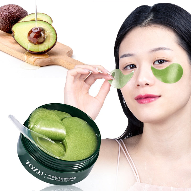 Masque pour les yeux au collagène d'avocat. Gel patch hydratant naturel pour les yeux.