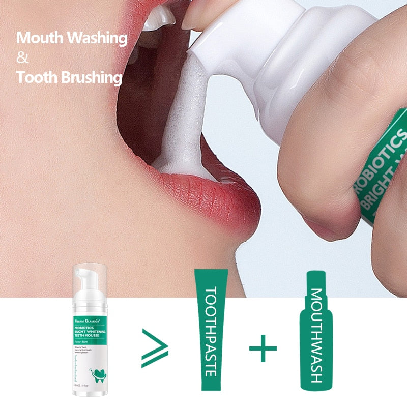 Dentifrice en mousse à la menthe beauté pour des dents plus blanches. Élimine la plaque et les taches. Haleine fraîche.