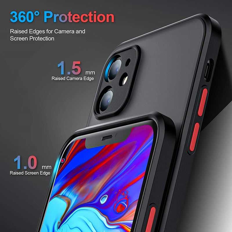 Mini coque en silicone de luxe avec armure antichoc pour iPhone 11 12 13 Pro Max Coque rigide transparente et protection de l'appareil photo