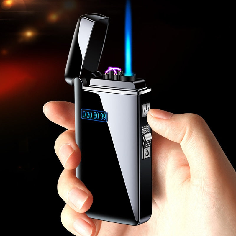 Briquet coupe-vent USB Turbo avec lampe de poche