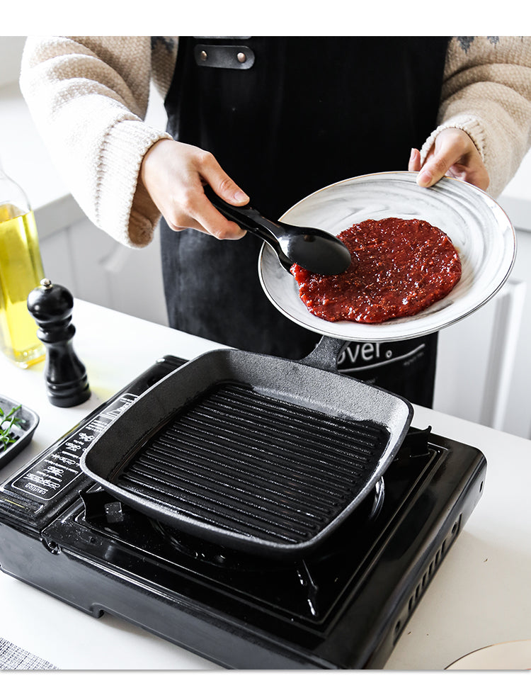 Poêle à griller en fonte antiadhésive