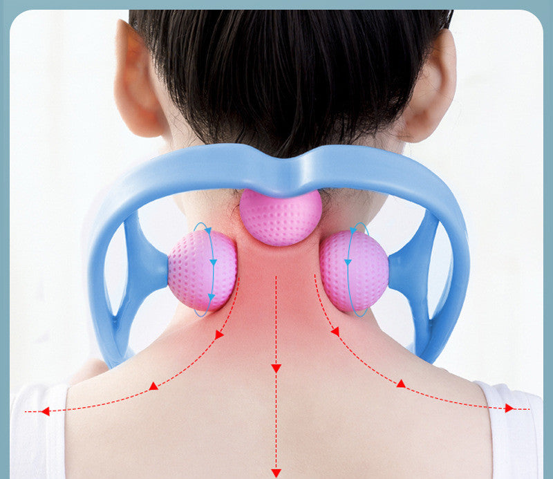 Cervical spine massager with three balls