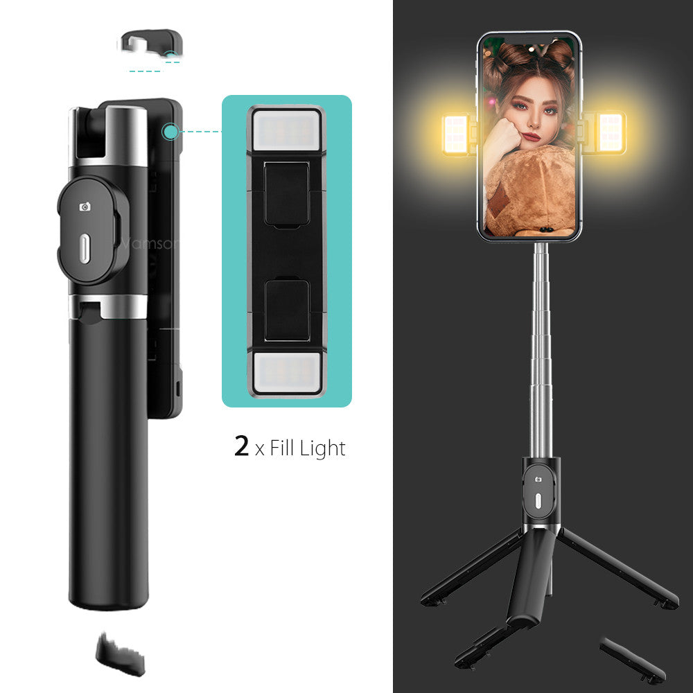 Selfie Stick Cell Phone Built-in Tripod Compatible with Apple